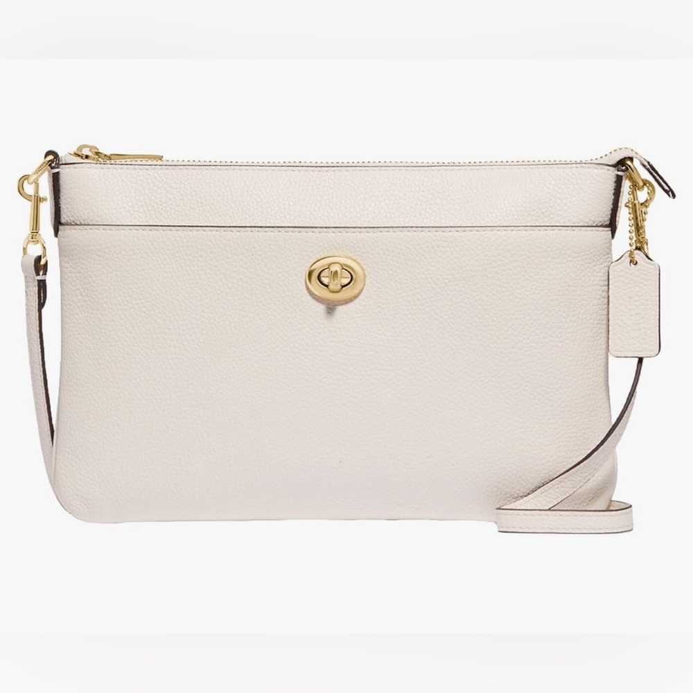 COACH PEBBLE CHALK LTR POLLY CROSSBODY BAG NEW WITH TAG. - Picture 1 of 9